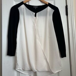 Express Crisscross Black & Cream Blouse [S]
